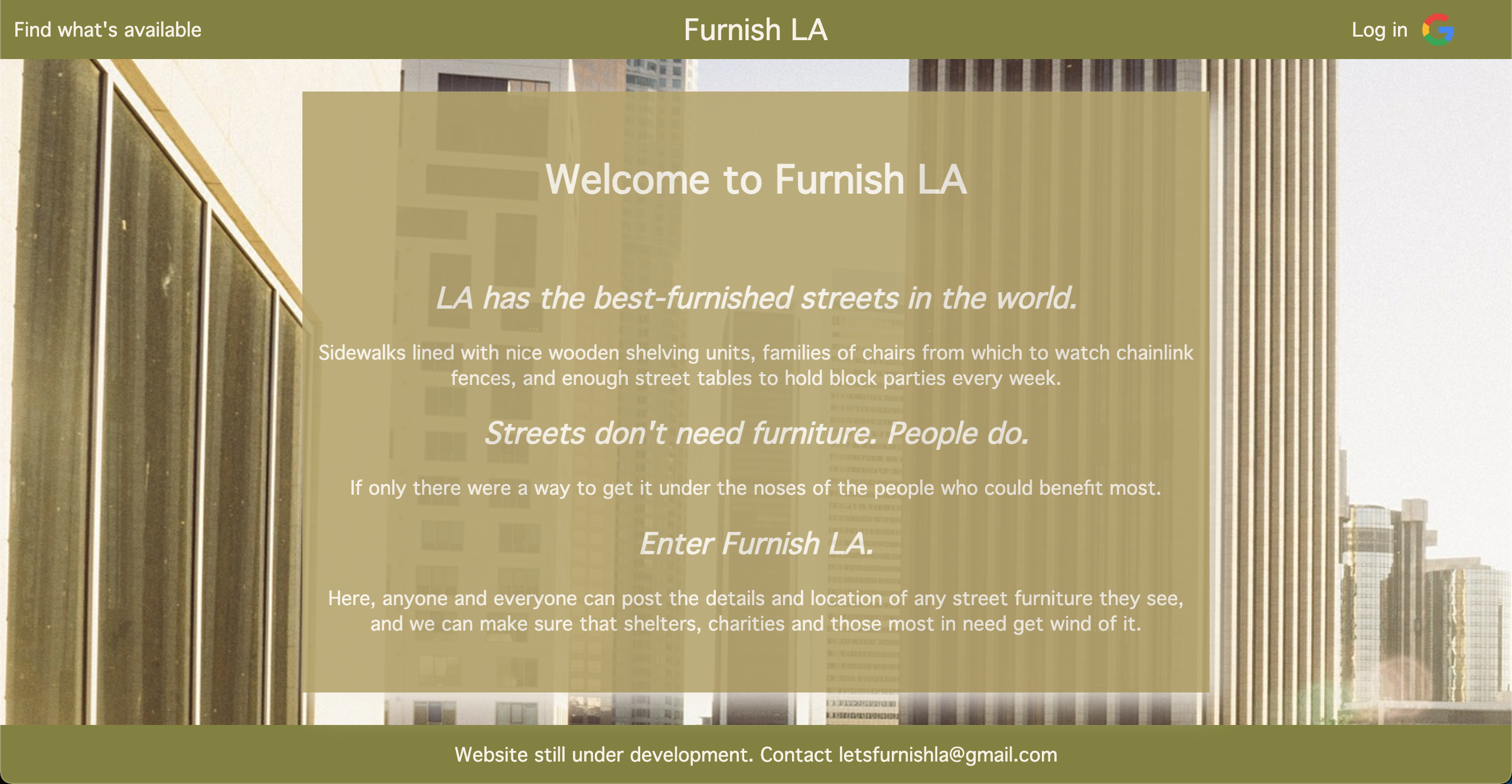 Furnish LA homepage